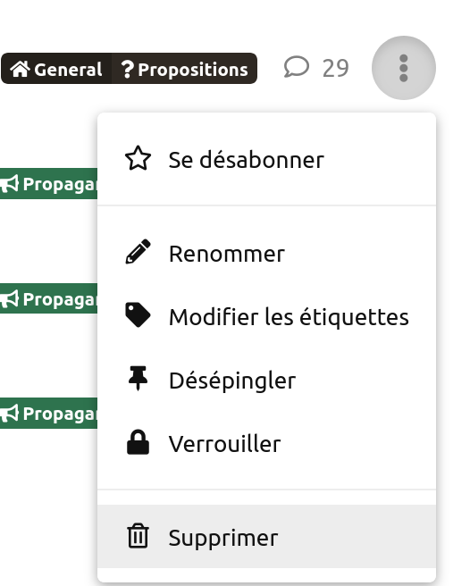 {capture d'écran du menu pour supprimer}